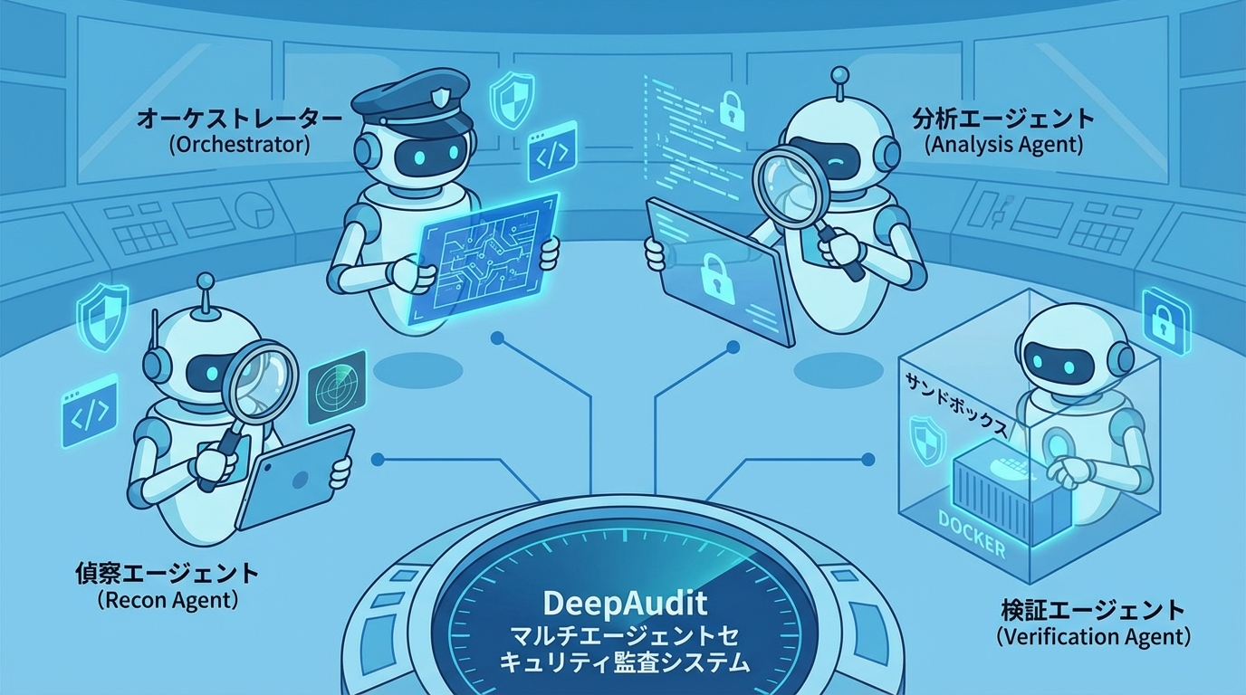DeepAuditの特徴: 4つのAIエージェントが協調してコード監査を実行