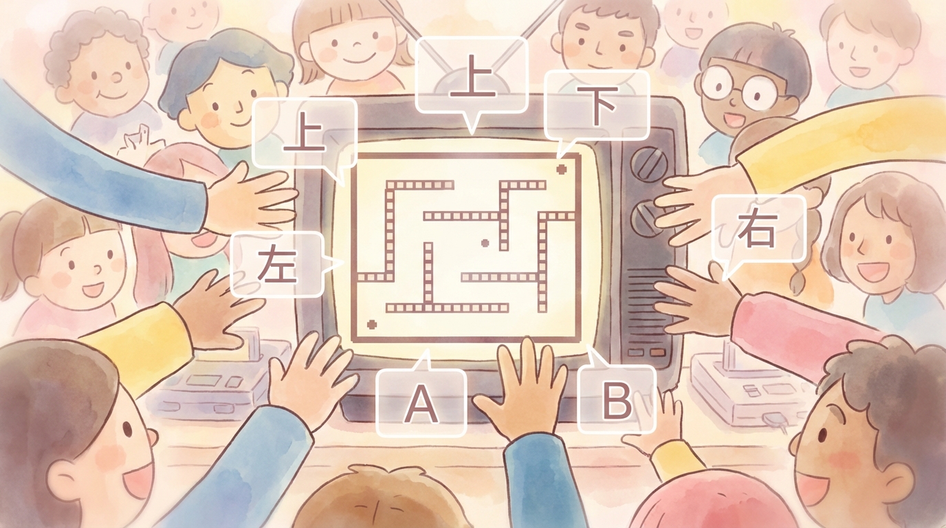 群衆がゲームをコントロールする実験のイメージ