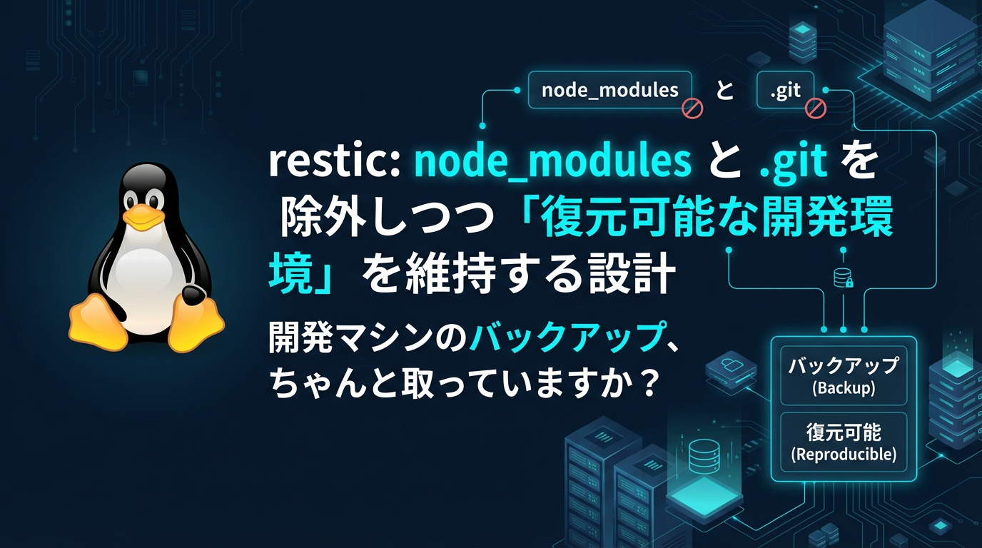 restic: node_modules と .git を除外しつつ「復元可能な開発環境」を維持する設計