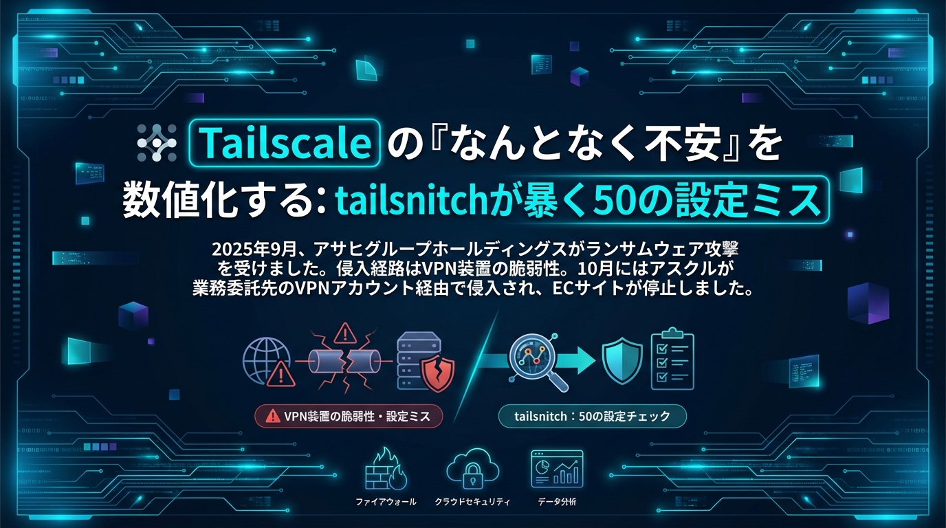 Tailscaleの『なんとなく不安』を数値化する:tailsnitchが暴く50の設定ミス cover image